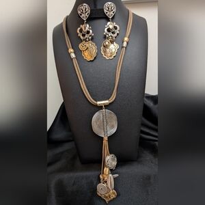 #42. TRENDING! THE COOLEST CHICO'S SILVER & GOLD CHARM  Necklace and Earring Set